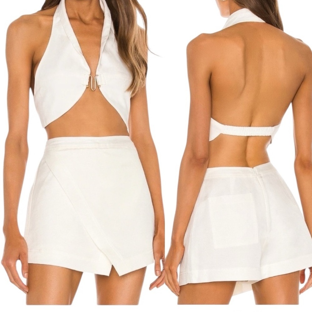 cult gaia White Asymmetrical Wrap Skort